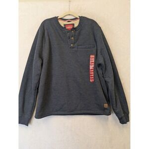 Coleman Men's Sherpa Lined Henley Sweatshirt Indigo Heather Size XL